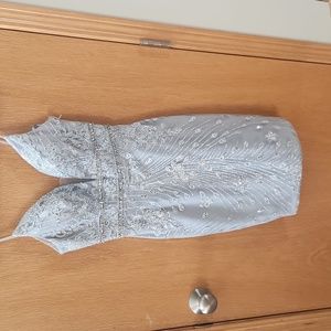 Silver Glitter Dress! All over beading. Deep neckline